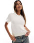 Abercrombie & Fitch knitted textured t-shirt in cream Голубой, M - EU 40 - фото #1