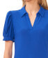 Women's Collared Split Neck Short Sleeve Knit Top