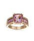 ფოტო #4 პროდუქტის 5.45CT Square Cushion Cut Pink Amethyst Ring For Women Rhodolite Garnet Baguette Rose Gold Plated .925 Sterling Silver
