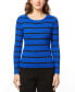 Фото #1 товара Women's Scoop Neck Ribbed Striped Sweater, Regular & Petites