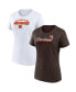 ფოტო #1 პროდუქტის Women's Brown/White Cleveland Browns Risk Two-Pack T-Shirt Set