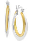 Small Two-Tone Polished Double Small Hoop Earrings s in Gold- and Silver-Plate
