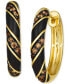 Фото #1 товара Chocolate Diamond (3/8 ct. t.w.) & Black Enamel Small Hoop Earrings in 14k Gold, 0.77"