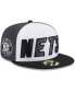 Фото #4 товара Men's White, Black Brooklyn Nets Back Half 9FIFTY Fitted Hat