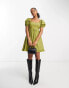 Фото #2 товара Miss Selfridge poplin babydoll smock dress in olive