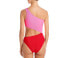 Фото #2 товара Beach Riot Celine Colorblock Ribbed One Shoulder One Piece Swimsuit Size Large