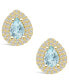 ფოტო #3 პროდუქტის Aquamarine (1-1/5 ct. t.w.) and Diamond (5/8 ct. t.w.) Halo Stud Earrings in 14K Yellow Gold