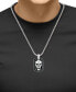 ფოტო #2 პროდუქტის EFFY® Men's Black Spinel Skull Dog Tag 22" Pendant Necklace in Sterling Silver & Black Rhodium