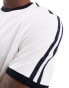 French Connection shoulder tape ringer t-shirt in white & navy