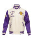 Men's Cream Los Angeles Lakers Retro Classic Varsity Full-Zip Jacket