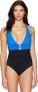 Фото #1 товара LAUREN RALPH LAUREN Women's 182784 Halter One-Piece Swimsuit Black/Blue Size 14