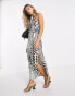 Фото #1 товара Pretty Lavish asymmetric split midaxi dress in abstract print