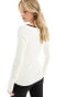 Фото #2 товара Object skinny rib knitted top with contrast piping in white