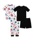 ფოტო #2 პროდუქტის Little Boys Cotton 4 Piece Pajama Set