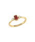 ფოტო #1 პროდუქტის Emerald Cut Garnet Gemstone, Natural Diamonds Birthstone Ring in 14K Yellow Gold