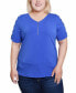 ფოტო #1 პროდუქტის Plus Size Short Sleeve Quarter Zip Top