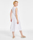 ფოტო #2 პროდუქტის Women's 100% Linen Ladder-Stitch Midi Dress, Created for Macy's