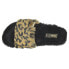 Фото #4 товара Puma Leadcat 2.0 Fluff Safari Cheetah Slide Womens Black Casual Sandals 3858040