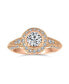 ფოტო #1 პროდუქტის Art Deco StyleMilgrain Edge Halo AAA Cubic Zirconia Circlet Round Solitaire Engagement Ring Rose Gold Plated .925 Sterling Silver