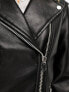 Stradivarius oversized faux leather biker jacket in black