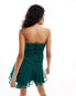 Фото #3 товара ASOS DESIGN bandeau asymmetric frill detail mini dress in dark green