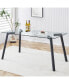 Фото #1 товара Rectangular Glass Dining Table with Metal Legs, 63" x 35.4"