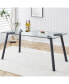 Rectangular Glass Dining Table with Metal Legs, 63" x 35.4"