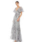 Women's Embellished V Neck Butterfly Sleeve Trumpet Gown