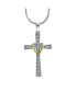 ფოტო #1 პროდუქტის CZ Pave Accent Religious Love Of God Modern Fashion Heart & Infinity Cross Pendant Necklace For Women Teens Two Tone Rhodium Plated Brass