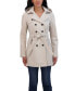 Фото #3 товара Women's Belted Double Breasted Soft Shell Trench Coat With Detachable Hood