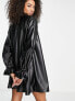 ASOS DESIGN – Oversize-Hemdkleid in schwarzer Lederoptik