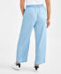 Фото #2 товара Women's Chambray High-Rise Wide-Leg Pull-On Pants, Created for Macy's