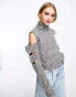 Фото #2 товара Urban Revivo slash sleeve high neck jumper in grey marl