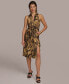 Фото #3 товара Donna Karan Women's Sleeveless Printed Tie-Front Shirtdress