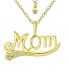 ფოტო #1 პროდუქტის Cubic Zirconia Accent "Mom" Pendant Necklace in 18k Gold-Plated Sterling Silver, 16" + 2" extender, Created for Macy's