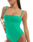 ASOS DESIGN square neck swimsuit in emerald green