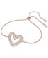 ფოტო #2 პროდუქტის Rose Gold-Tone Pavé Swan Heart Slider Bracelet