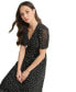 Фото #5 товара Women's Polka-Dot V-Neck Button-Trim Midi Dress