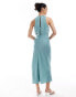 ASOS DESIGN satin drape bodice midi dress in blue Arktisblau, 40 - фото #4