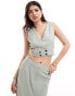 Vero Moda cropped waistcoat co-ord in sage Salbei, 44 - фото #1