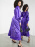 ASOS EDITION cutwork long sleeve satin midi dress in purple