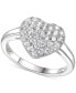 Cubic Zirconia (1-1/2 c.t. t.w.) Pave Heart Ring in Sterling Silver