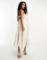 Фото #4 товара ASOS DESIGN satin bandeau trapeze midi dress in champagne