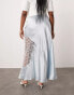 ASOS DESIGN Curve satin and lace maxi skirt in blue