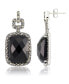 Фото #1 товара Marcasite and Faceted Onyx Square Post Earrings in Sterling Silver