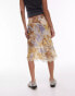 Topshop satin tie dye 90's length skirt with lace trim detail in multi