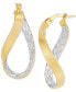 Polished & Textured Oval Twist Hoop Earrings in 10k Gold