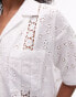 Фото #2 товара Topshop broderie lace trim insert shirt in white