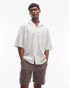 Topman short sleeve boxy striped shirt in ecru