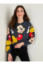 Xsıde Bisiklet Yaka Mickey Mouse Baskılı Uzun Kollu Pamuklu Kadın Sweatshirt